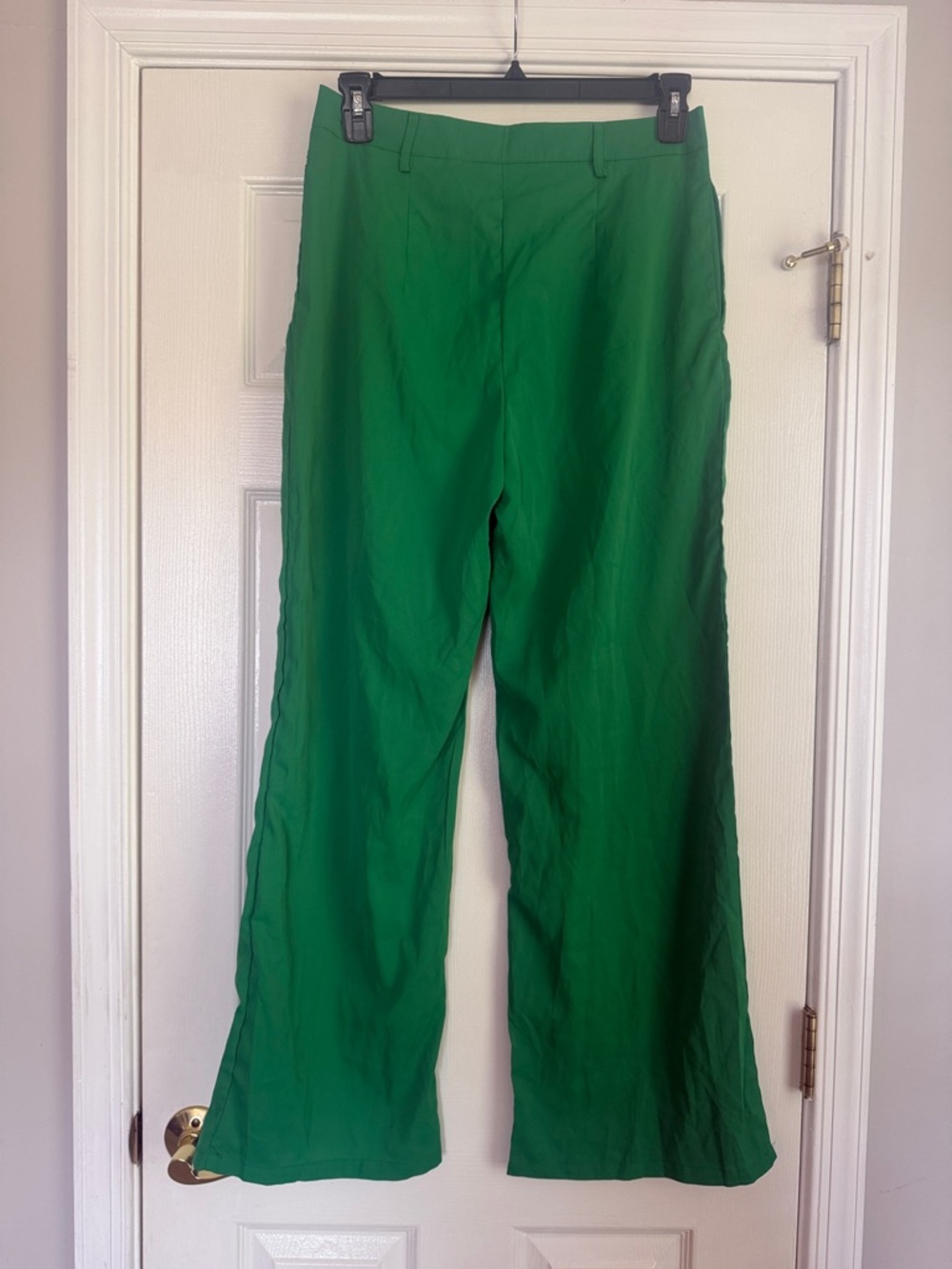 Wide Leg High Waisted Green Women's Pants - Picture 4 of 4
